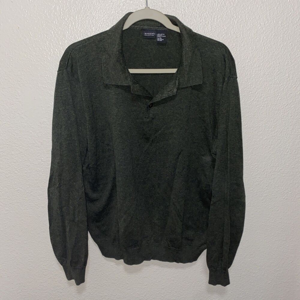 Massini Collection Men’s Collared Sweater Size XL Green